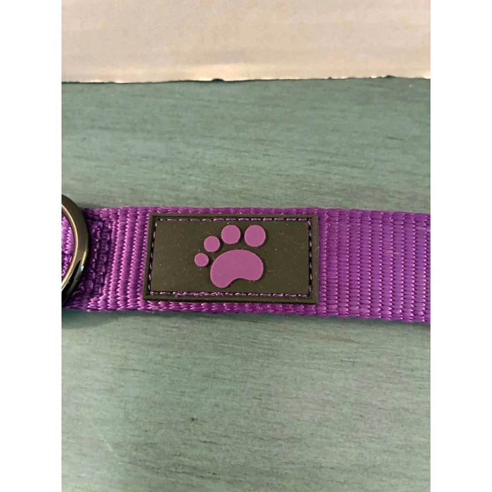 Top Paw Buckle Collar Dog Medium Purple New Nylon Gunmetal Hardware 16-20in